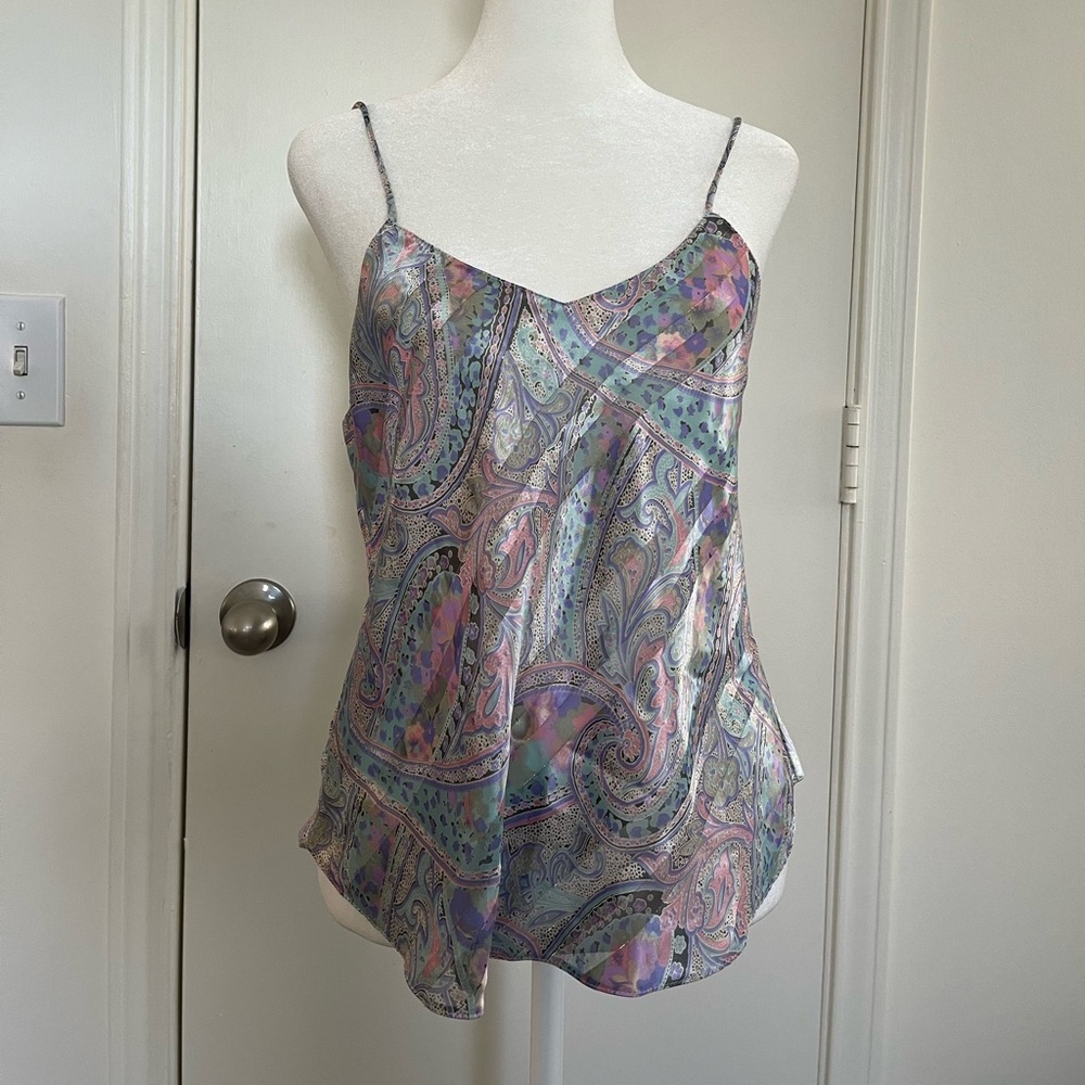 Vintage Lucie Ann reflective sheer panel satin lingerie camisole top